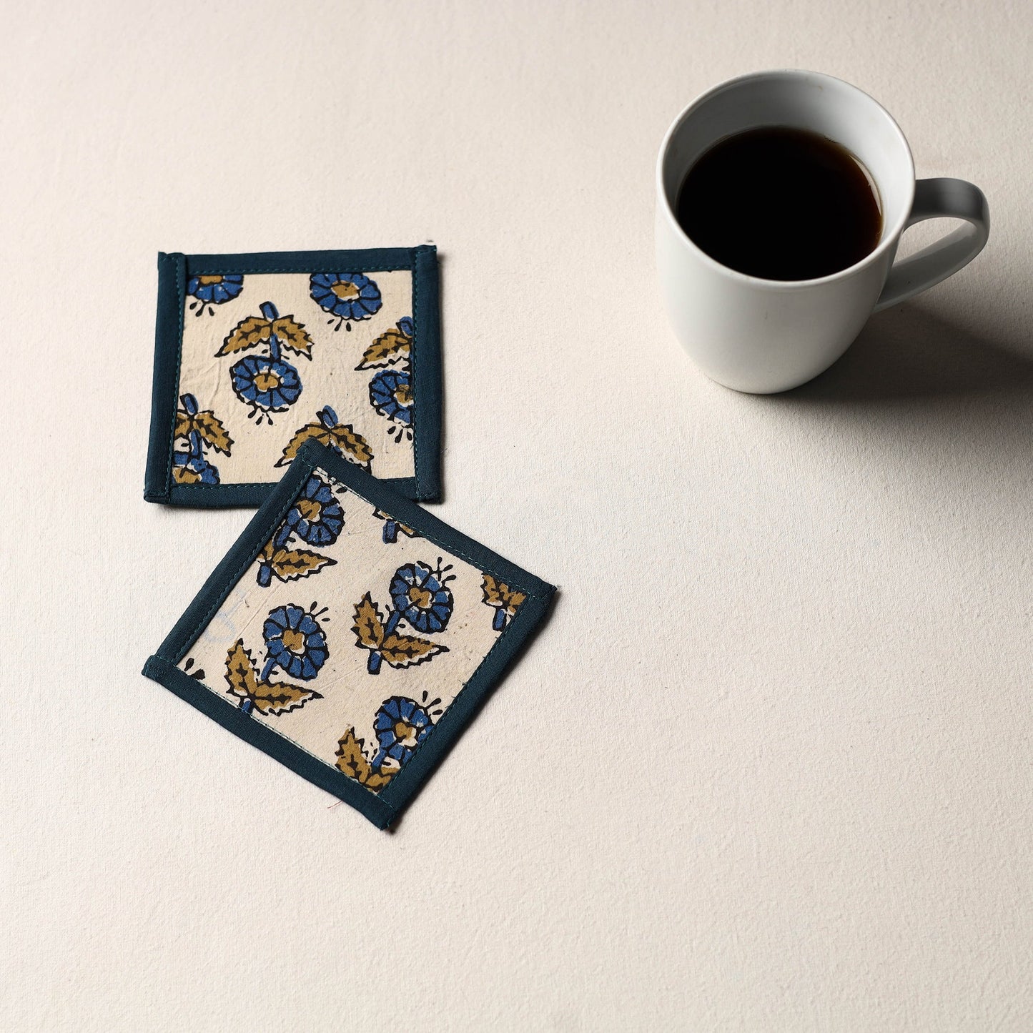 Beige Handmade Cotton Coasters (Set of 2)