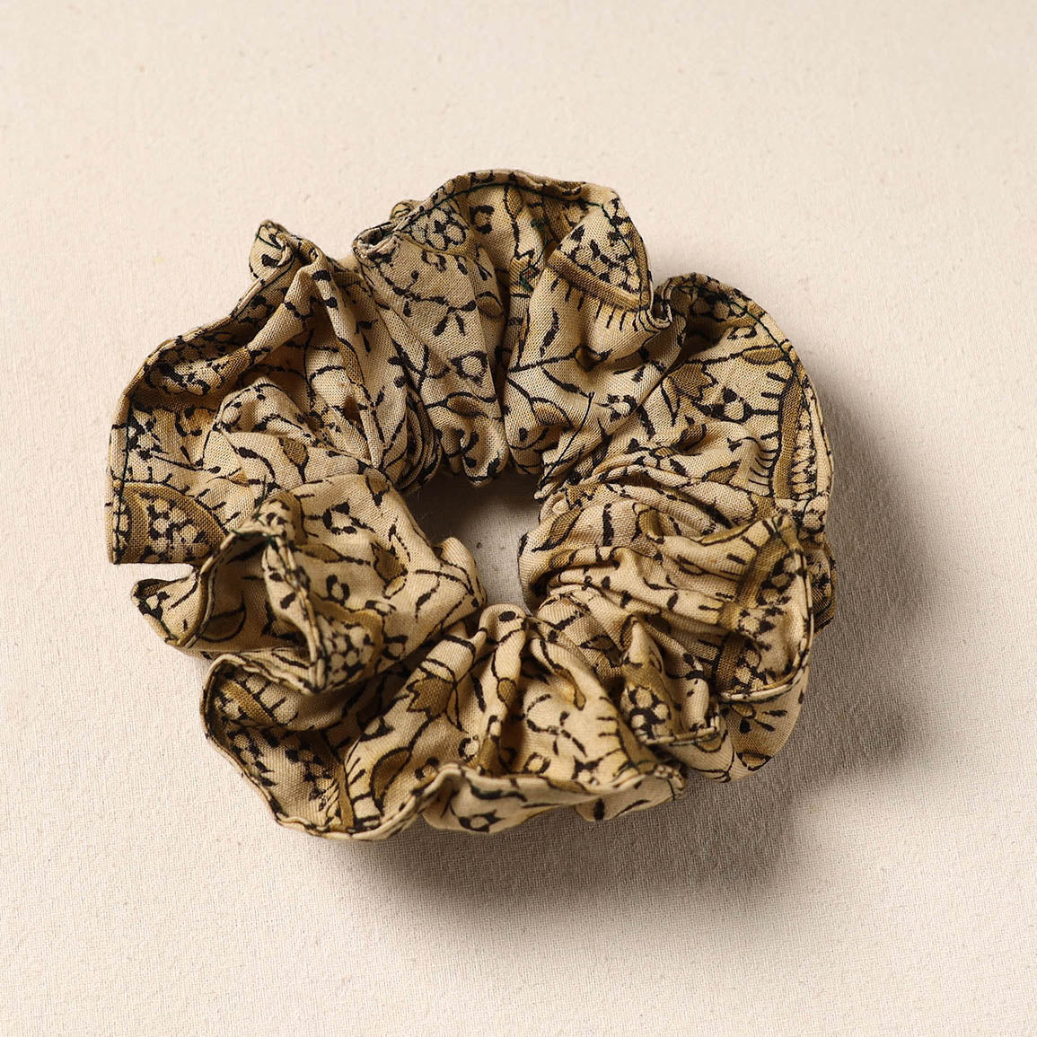 Beige Handmade Cotton Elastic Rubber Band/Scrunchie