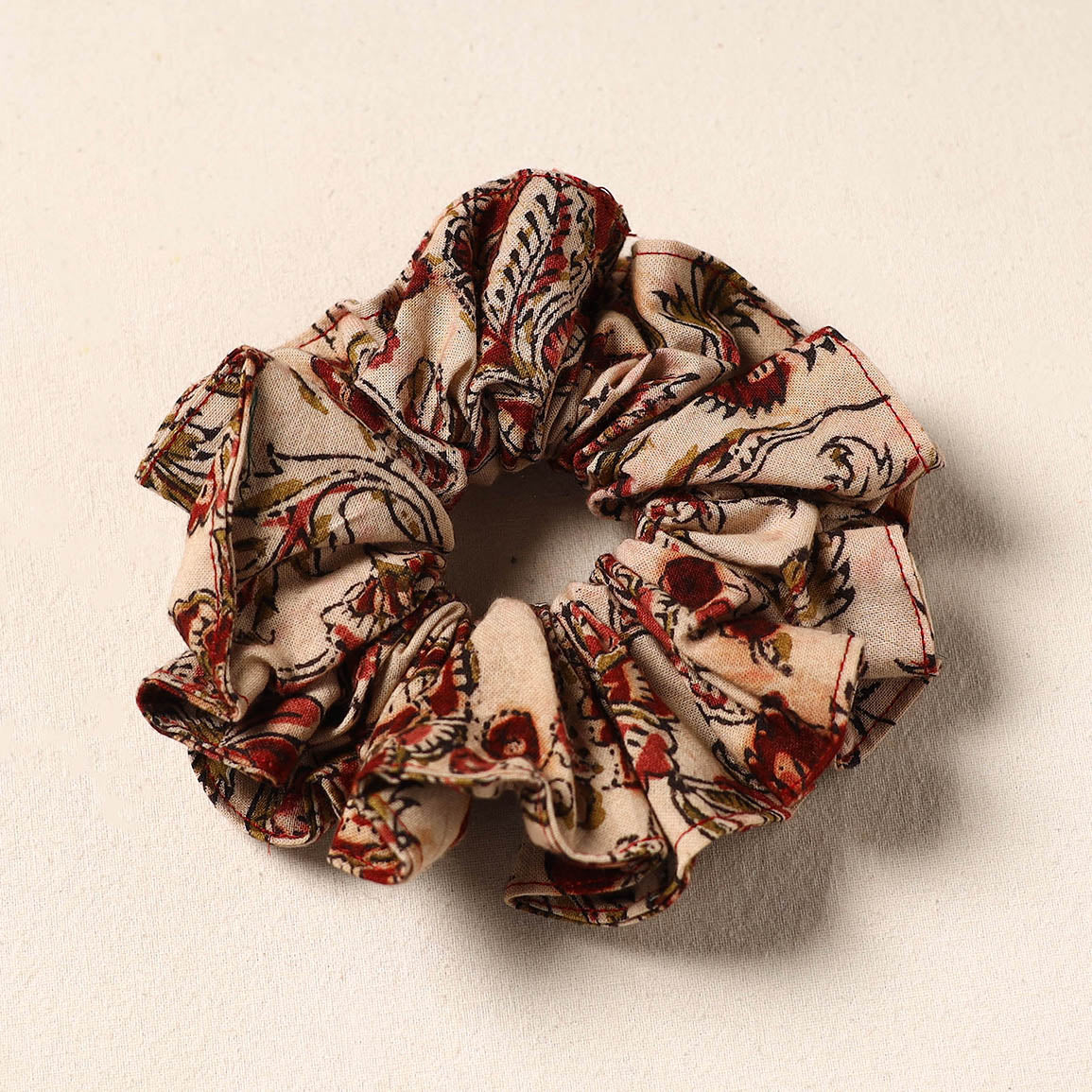 beige Handmade Cotton Elastic Rubber Band/Scrunchie