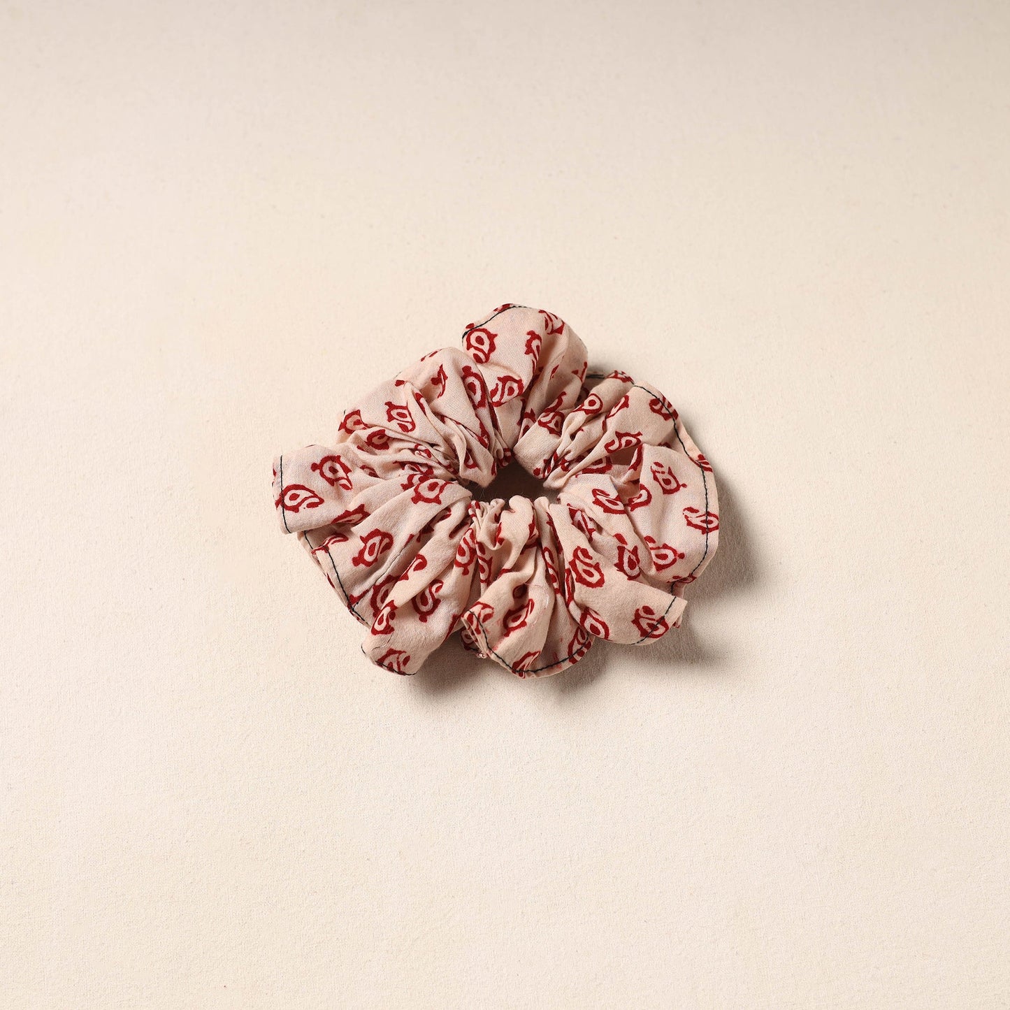 Beige Handmade Cotton Elastic Rubber Band/Scrunchie