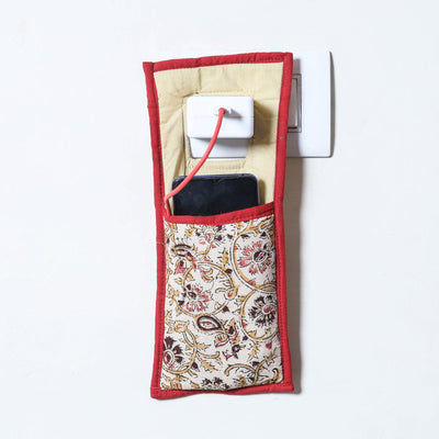 Beige Handmade Cotton Fabric Mobile Charging Holder 
