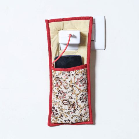 Beige Handmade Cotton Fabric Mobile Charging Holder 