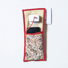 Beige Handmade Cotton Fabric Mobile Charging Holder 