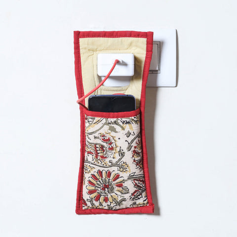 Beige Handmade Cotton Fabric Mobile Charging Holder 