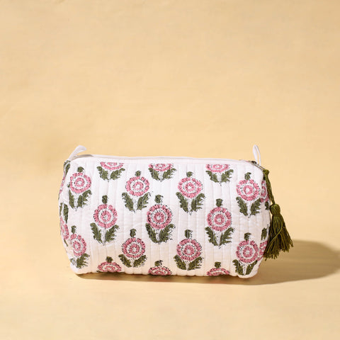  Handmade Cotton Fabric Quilted Utility Pouch With Tassel 