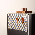Beige Handmade Cotton Fridge Top Cover with Multiple Pockets