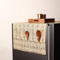 Beige Handmade Cotton Fridge Top Cover with Multiple Pockets