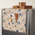 Beige Handmade Cotton Fridge Top Cover with Multiple Pockets