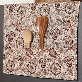 Beige Handmade Cotton Fridge Top Cover with Multiple Pockets