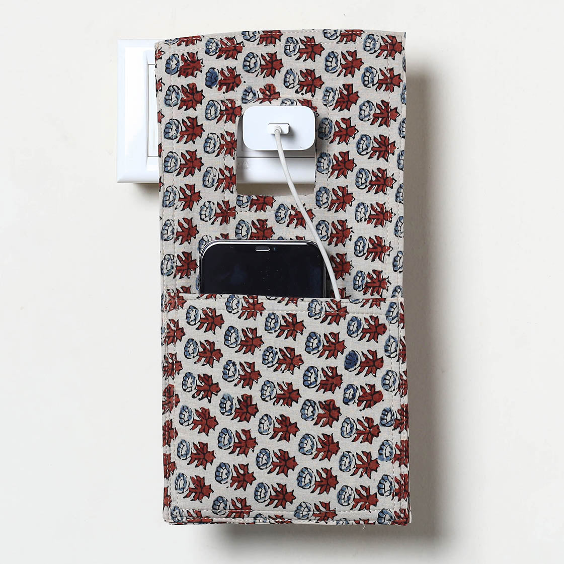 Beige Handmade Cotton Mobile Charging Holder