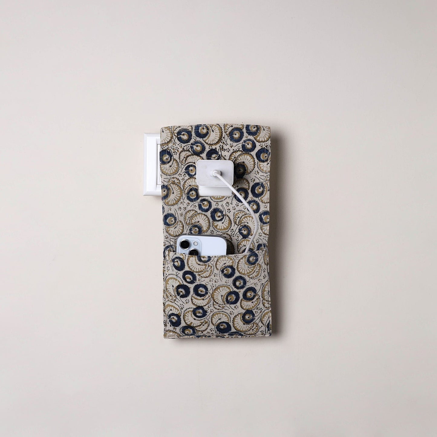 Beige Handmade Cotton Mobile Charging Holder