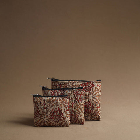 Beige Handmade Cotton Multipurpose Utility Pouches (set of 3)