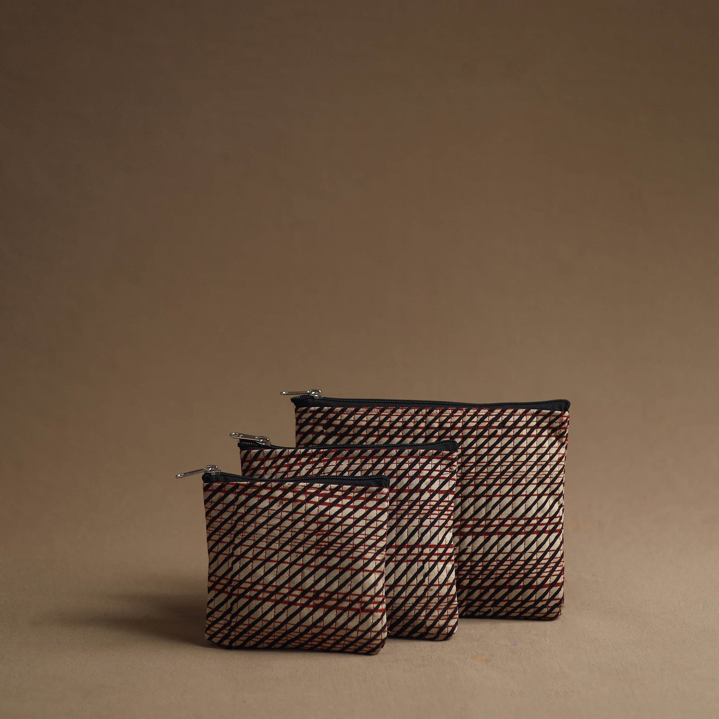 Beige - handmade cotton multipurpose utility pouches (set