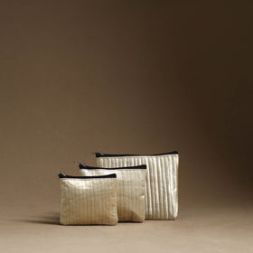 Beige - handmade cotton multipurpose utility pouches (set