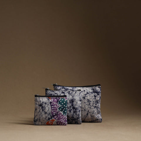 Beige Handmade Cotton Multipurpose Utility Pouches (set of 3)