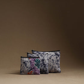 Beige Handmade Cotton Multipurpose Utility Pouches (set of 3)