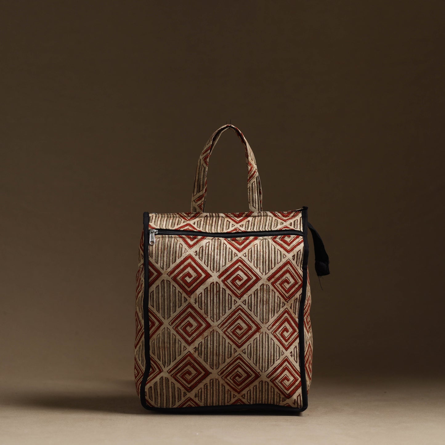 Beige Handmade Cotton Shopping Hand bag 