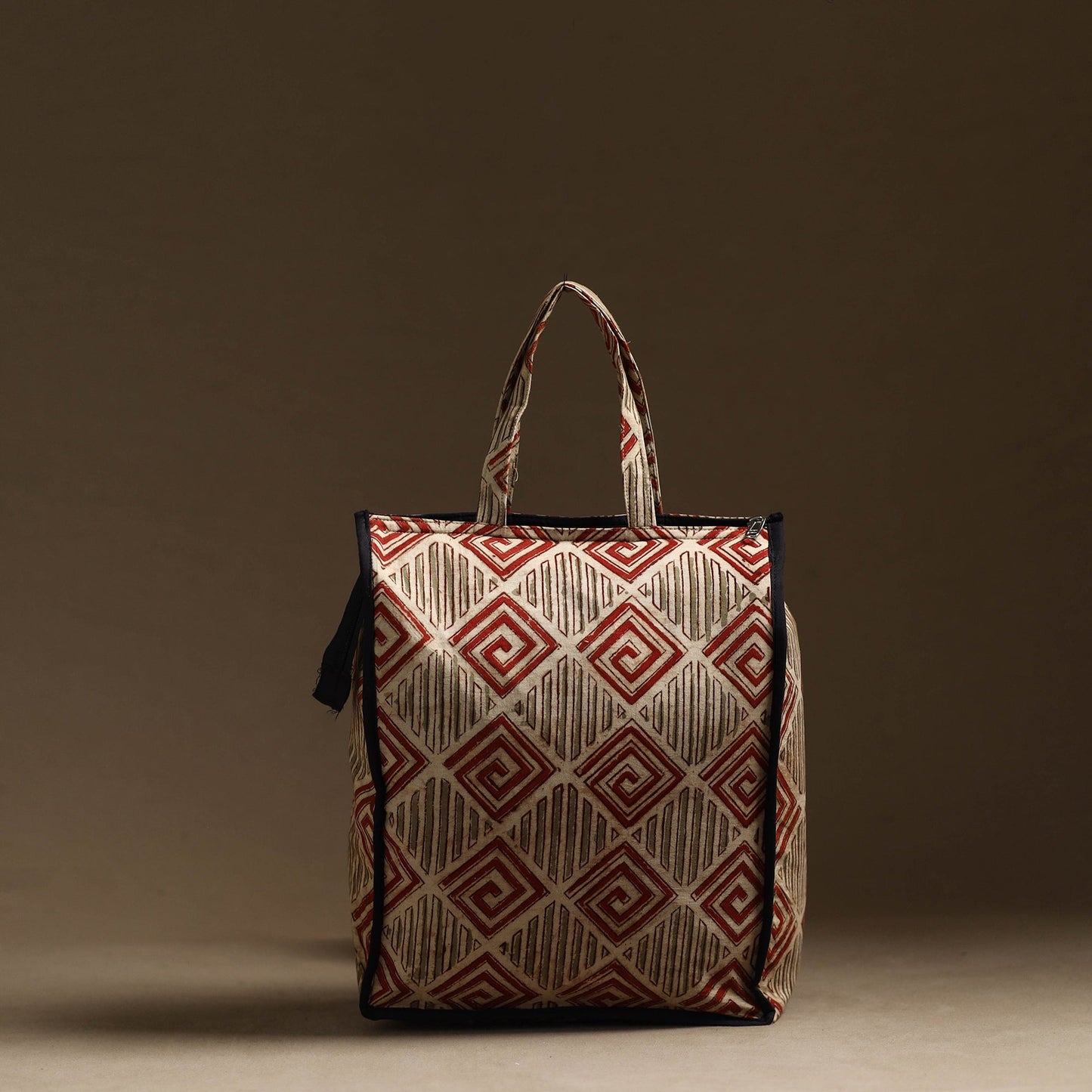 Beige Handmade Cotton Shopping Hand bag 