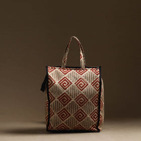 Beige Handmade Cotton Shopping Hand bag 