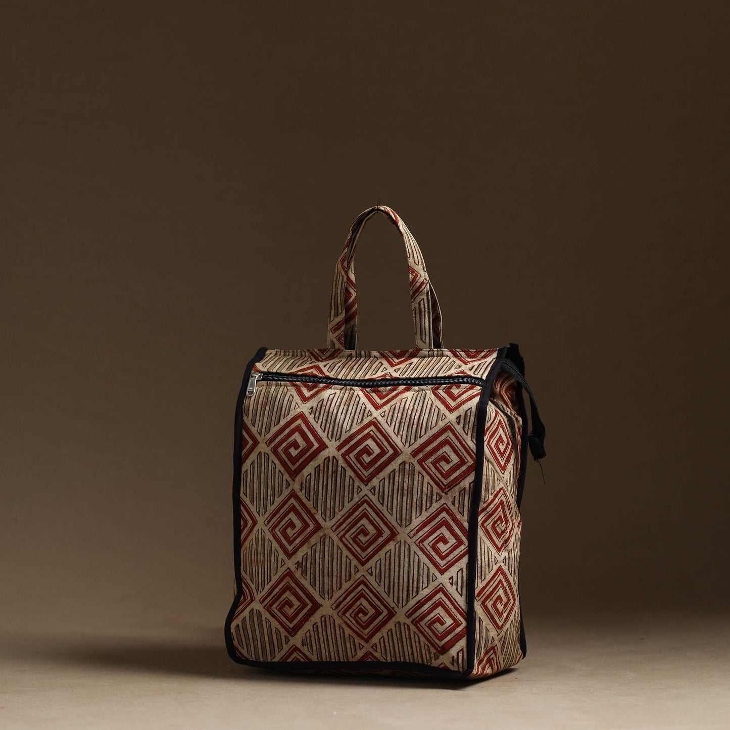 Beige Handmade Cotton Shopping Hand bag 