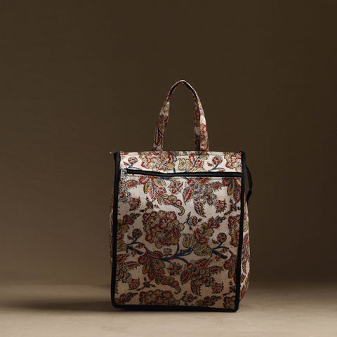 Beige Handmade Cotton Shopping Hand bag