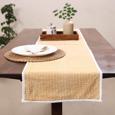 Beige Handmade Cotton Table Runner