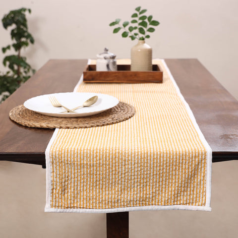 Beige Handmade Cotton Table Runner