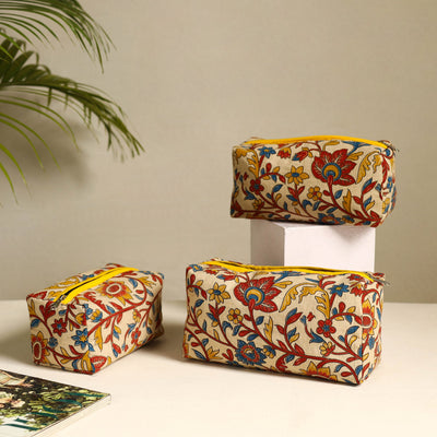  Beige Handmade Cotton Toiletry Bags (Set of 3)