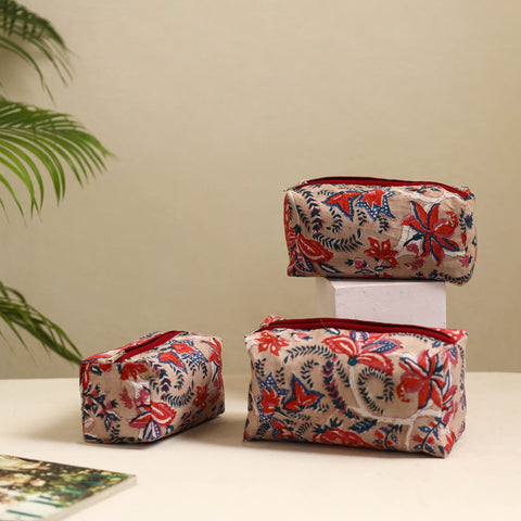  Beige Handmade Cotton Toiletry Bags (Set of 3)