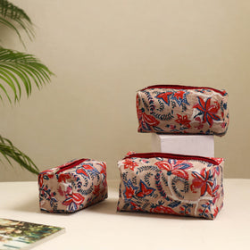  Beige Handmade Cotton Toiletry Bags (Set of 3)