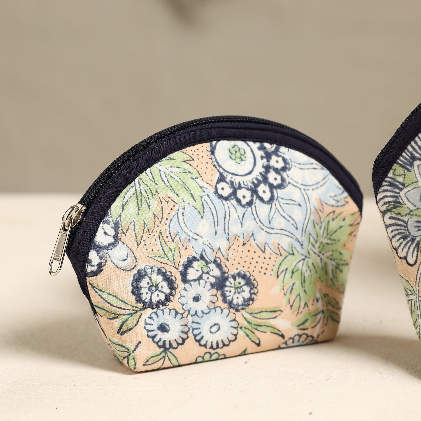 Beige Handmade Cotton Toiletry Bags (Set of 3) 