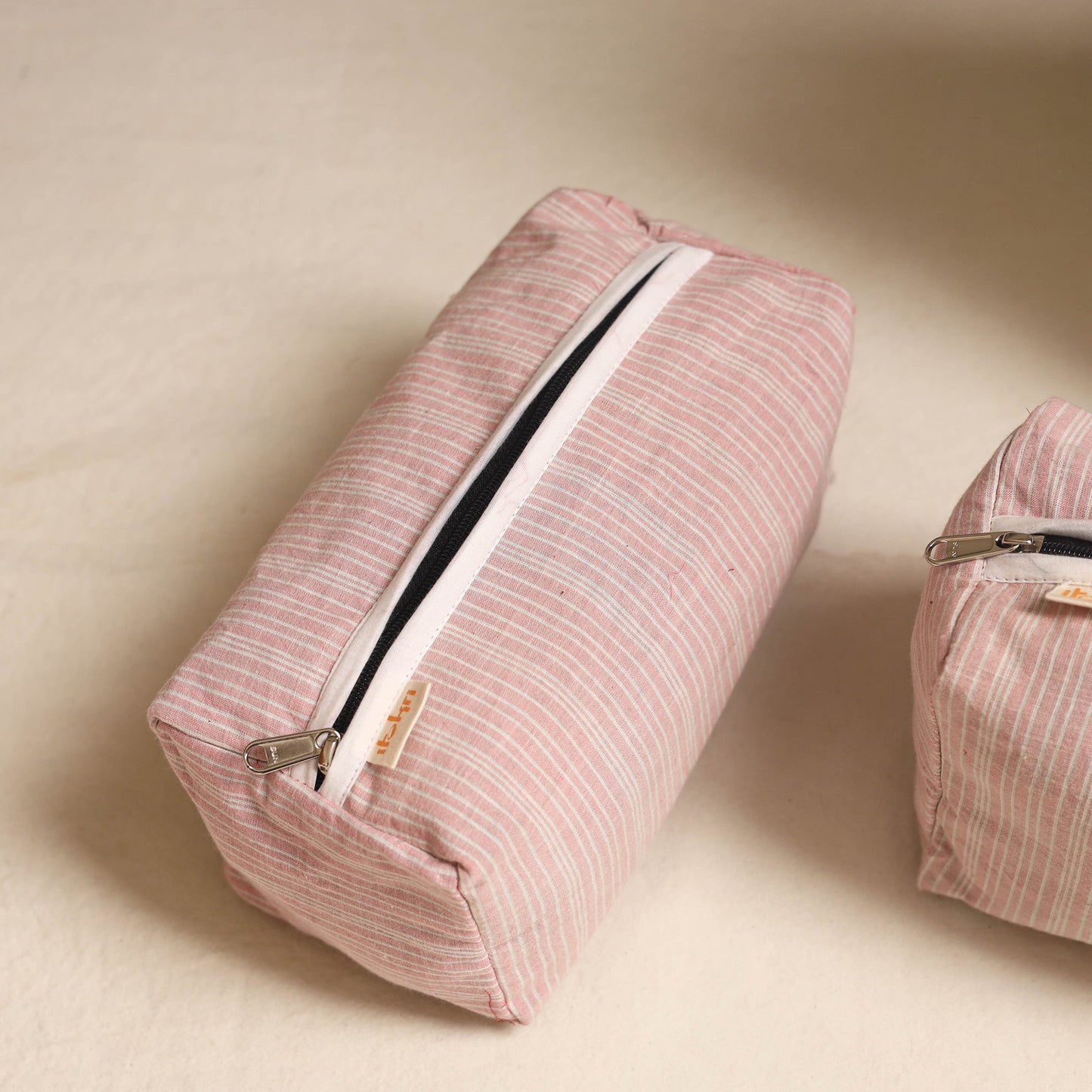 Beige - handmade cotton toiletry bags (set of 3) 17