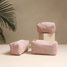 Beige - handmade cotton toiletry bags (set of 3) 17