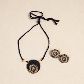 Beige - handmade fabart necklace set 24 - handcrafted