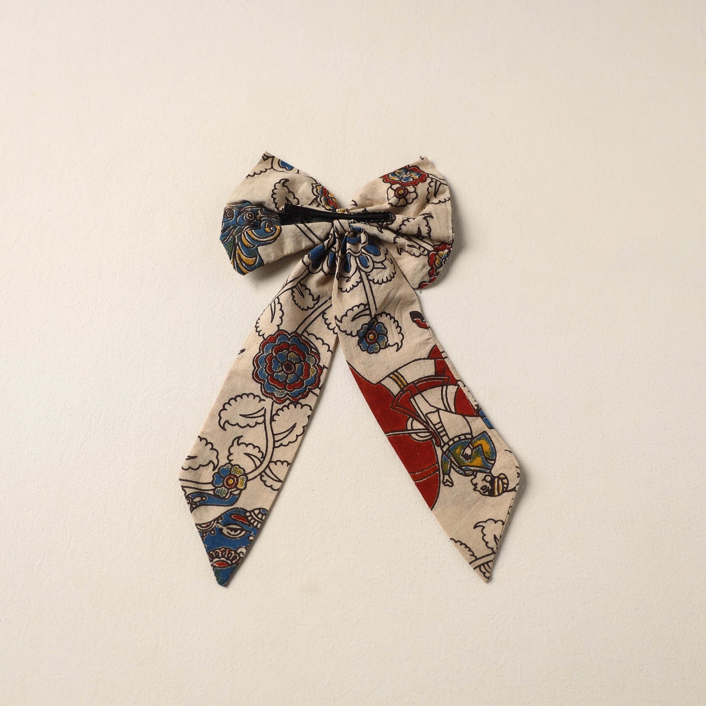 Beige Handmade Fabric Bow Hair Clip