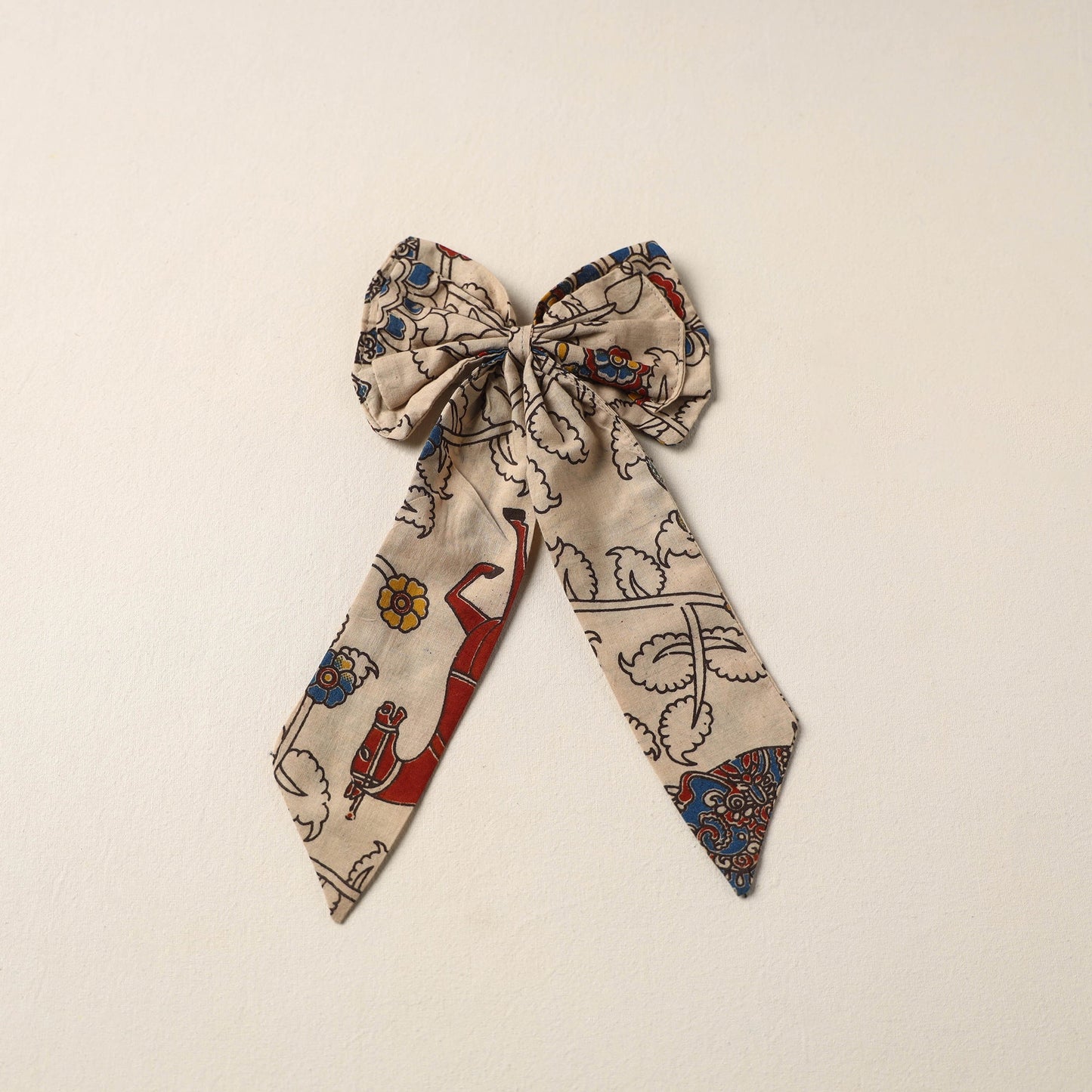 Beige Handmade Fabric Bow Hair Clip