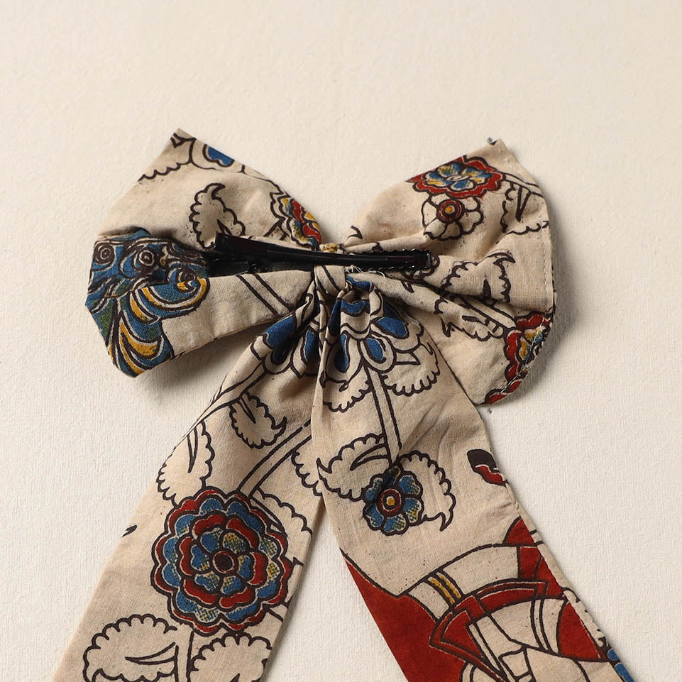 Beige Handmade Fabric Bow Hair Clip