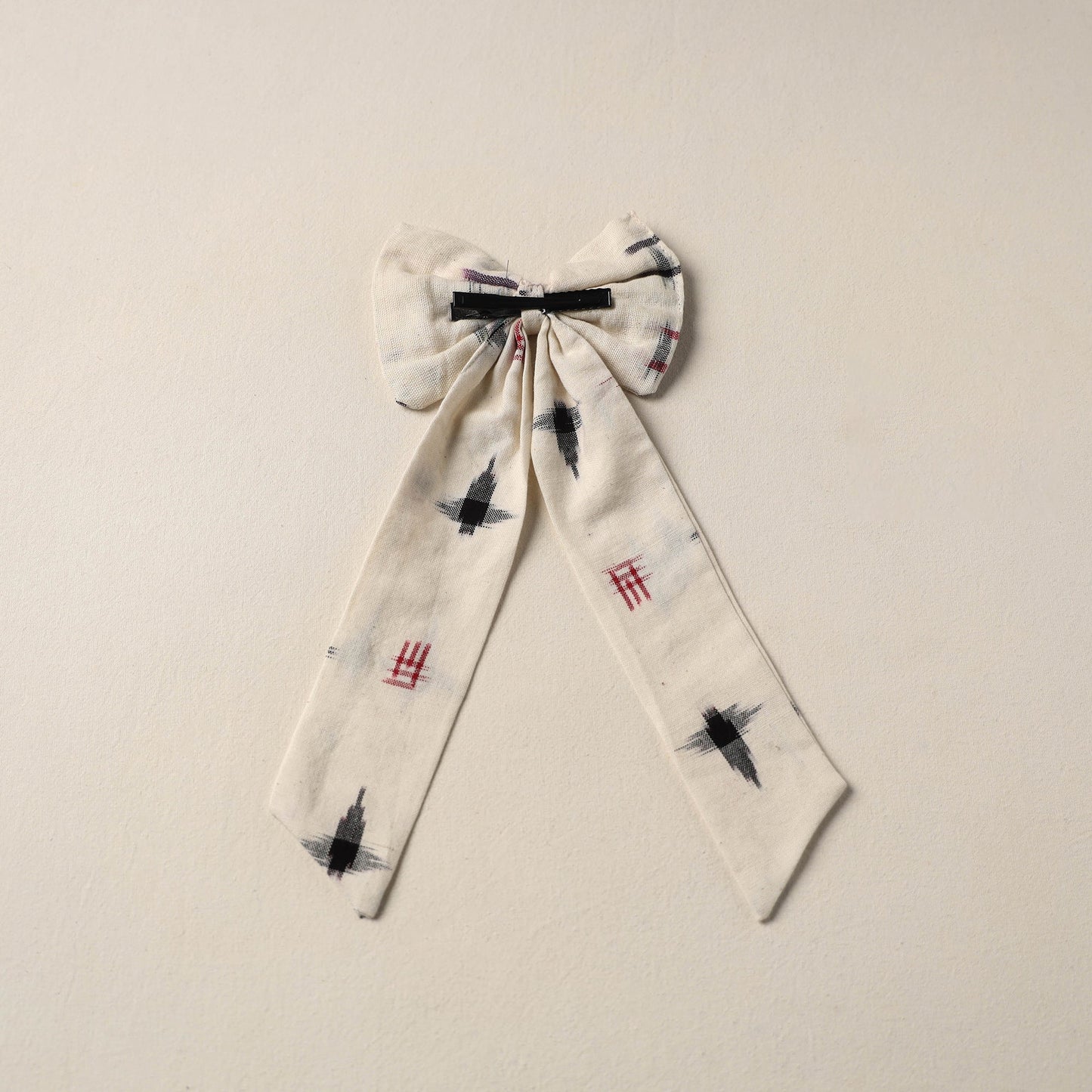 Beige Handmade Fabric Bow Hair Clip