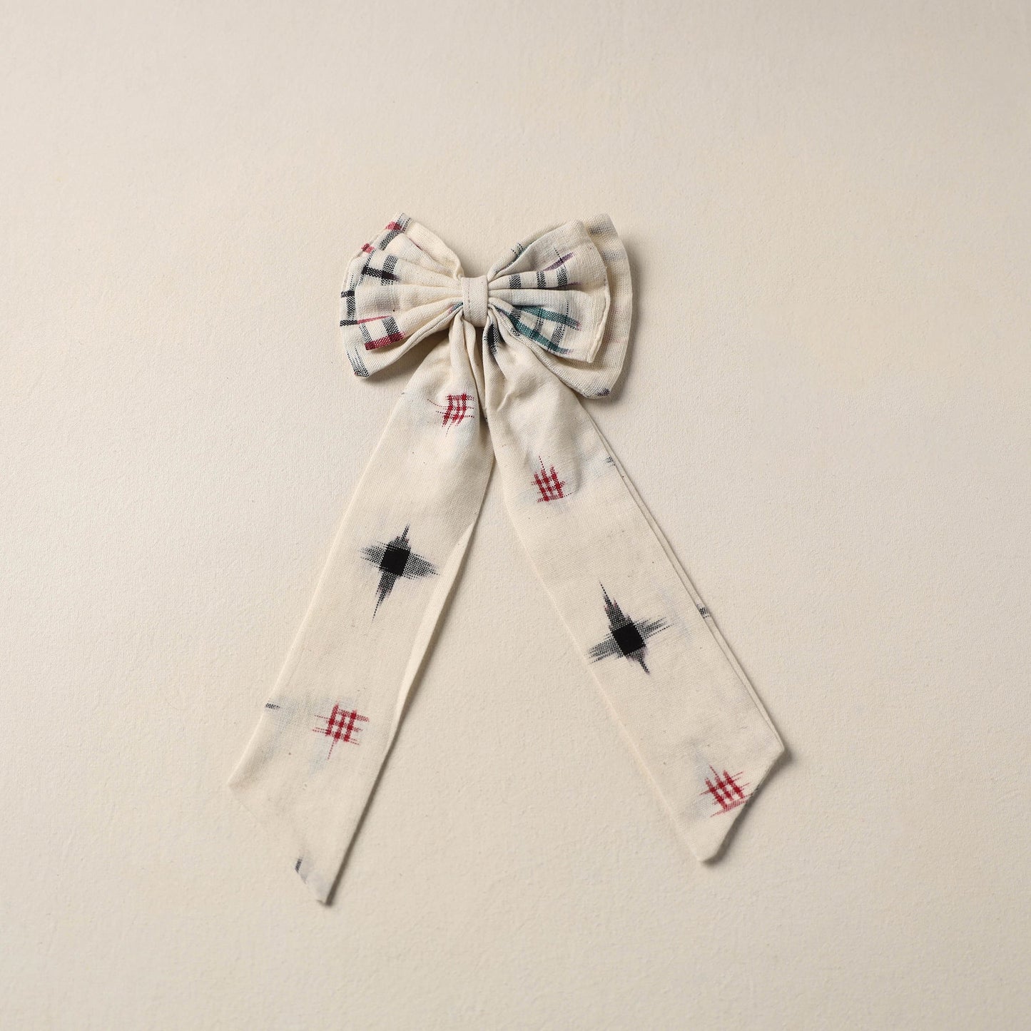 Beige Handmade Fabric Bow Hair Clip