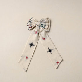 Beige Handmade Fabric Bow Hair Clip