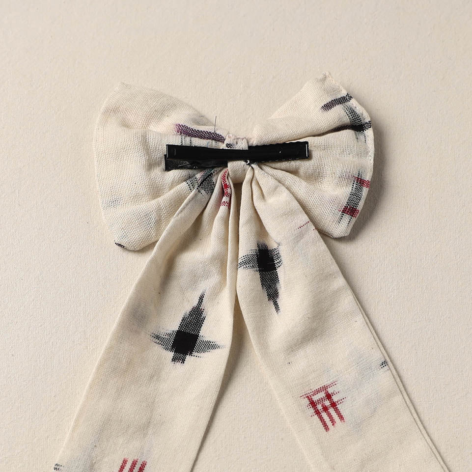 Beige Handmade Fabric Bow Hair Clip