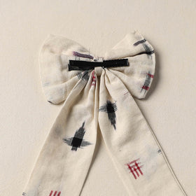 Beige Handmade Fabric Bow Hair Clip