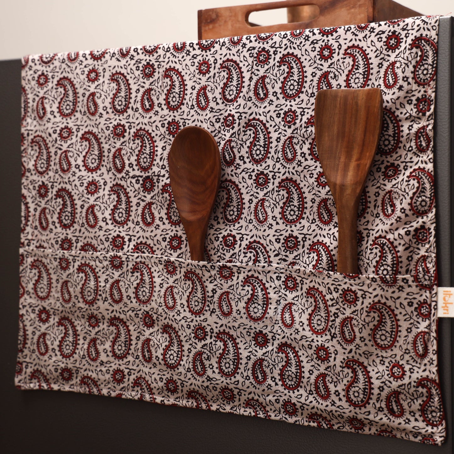 Handmade fridge top cover with multiple pockets 01