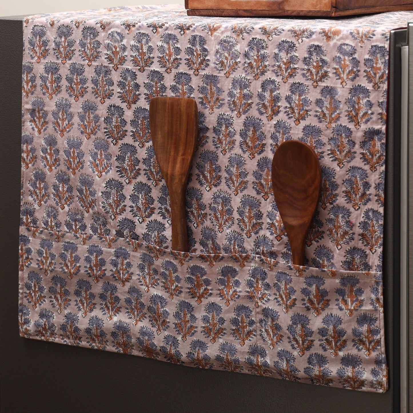 Handmade fridge top cover with multiple pockets 02