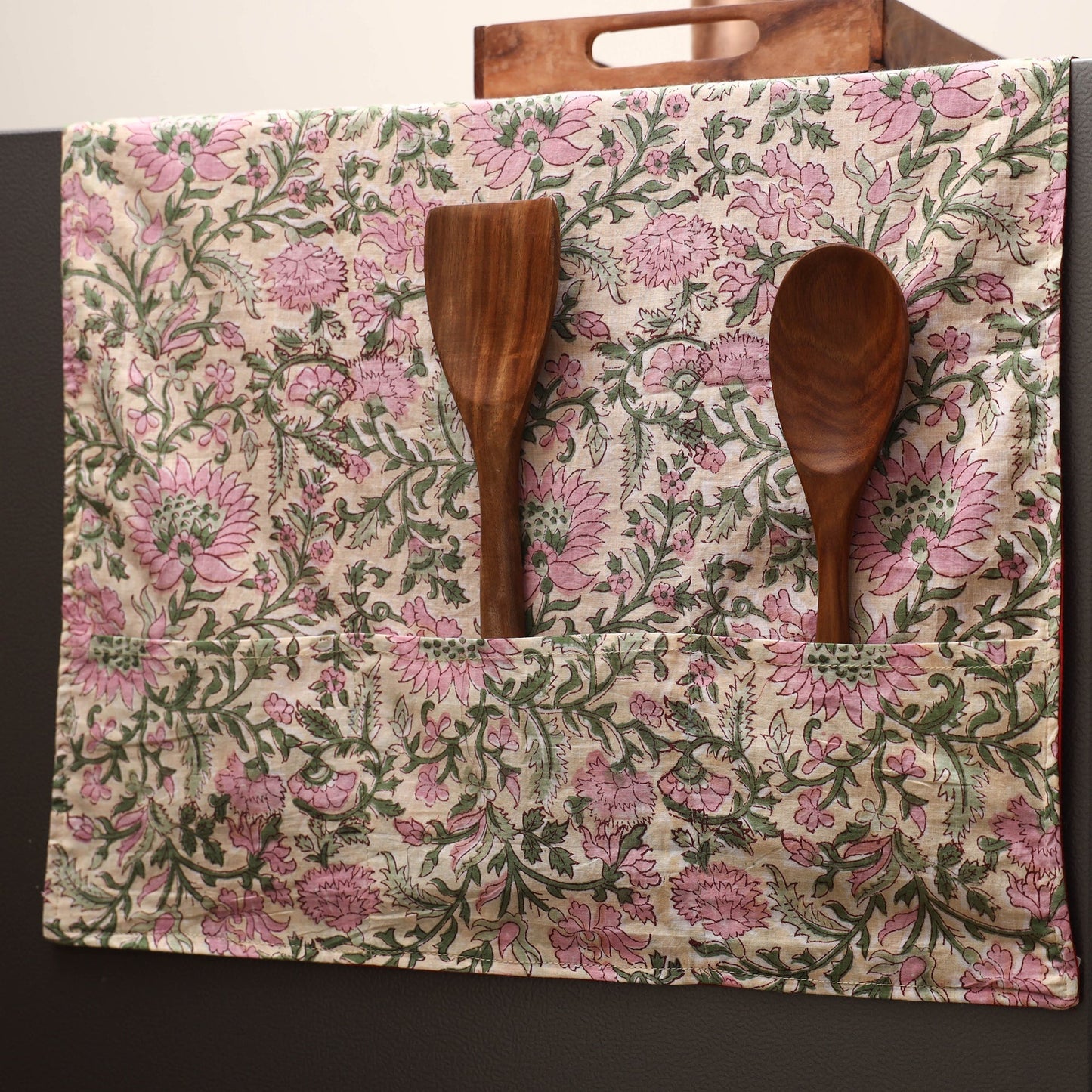 Handmade fridge top cover with multiple pockets 03