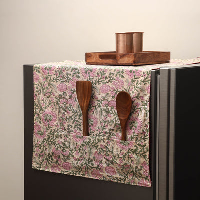Handmade fridge top cover with multiple pockets 03