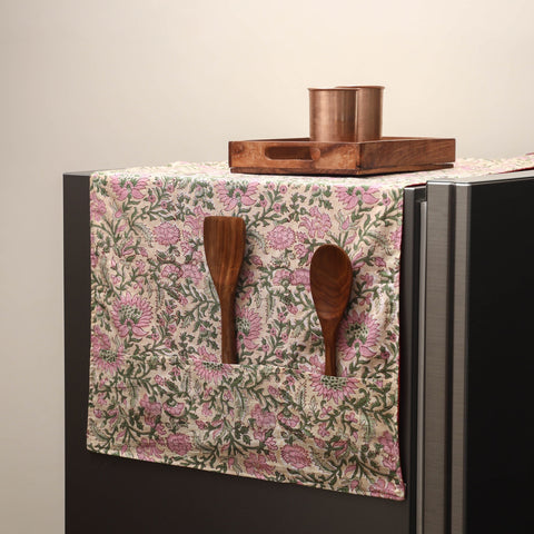 Handmade fridge top cover with multiple pockets 03