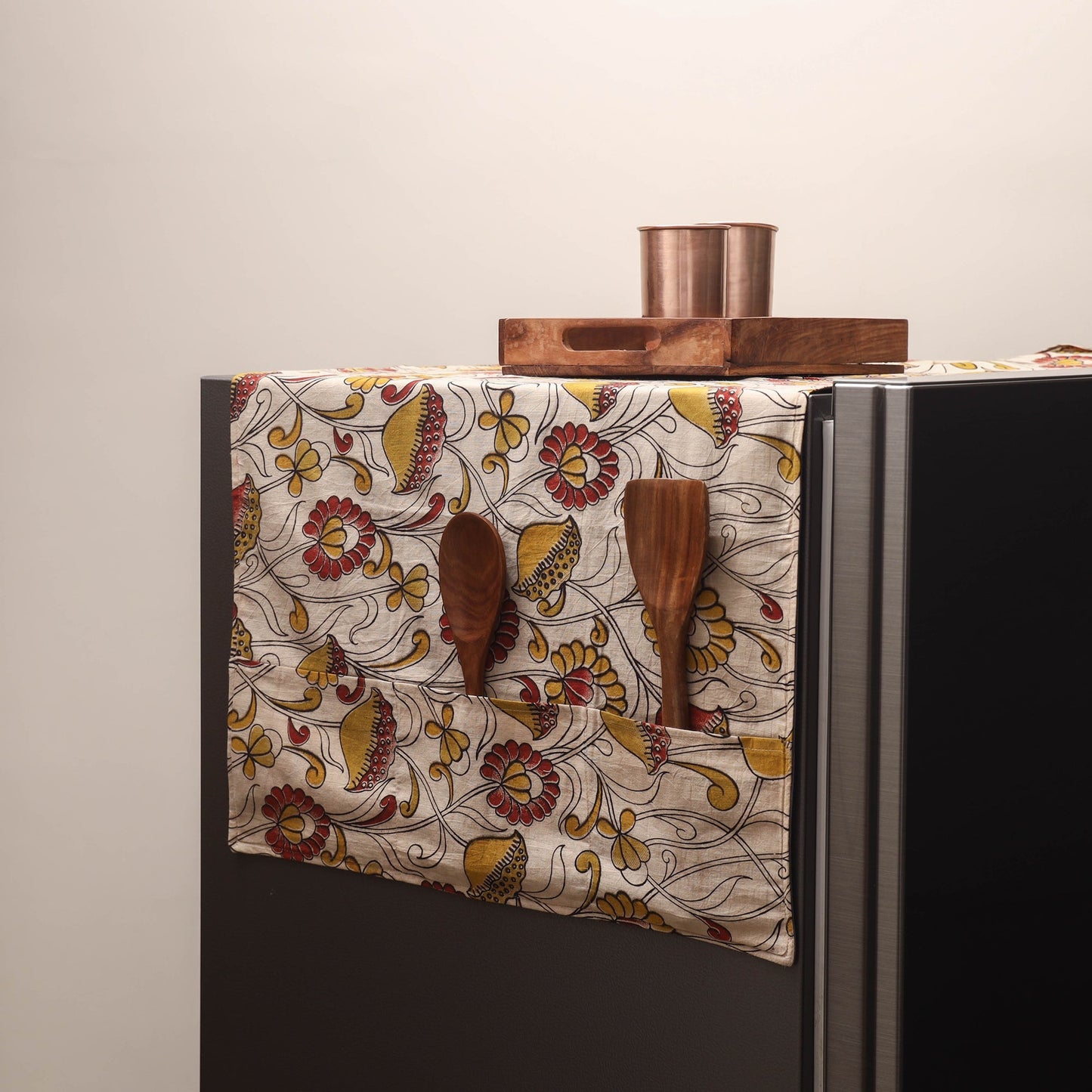 Handmade fridge top cover with multiple pockets 05