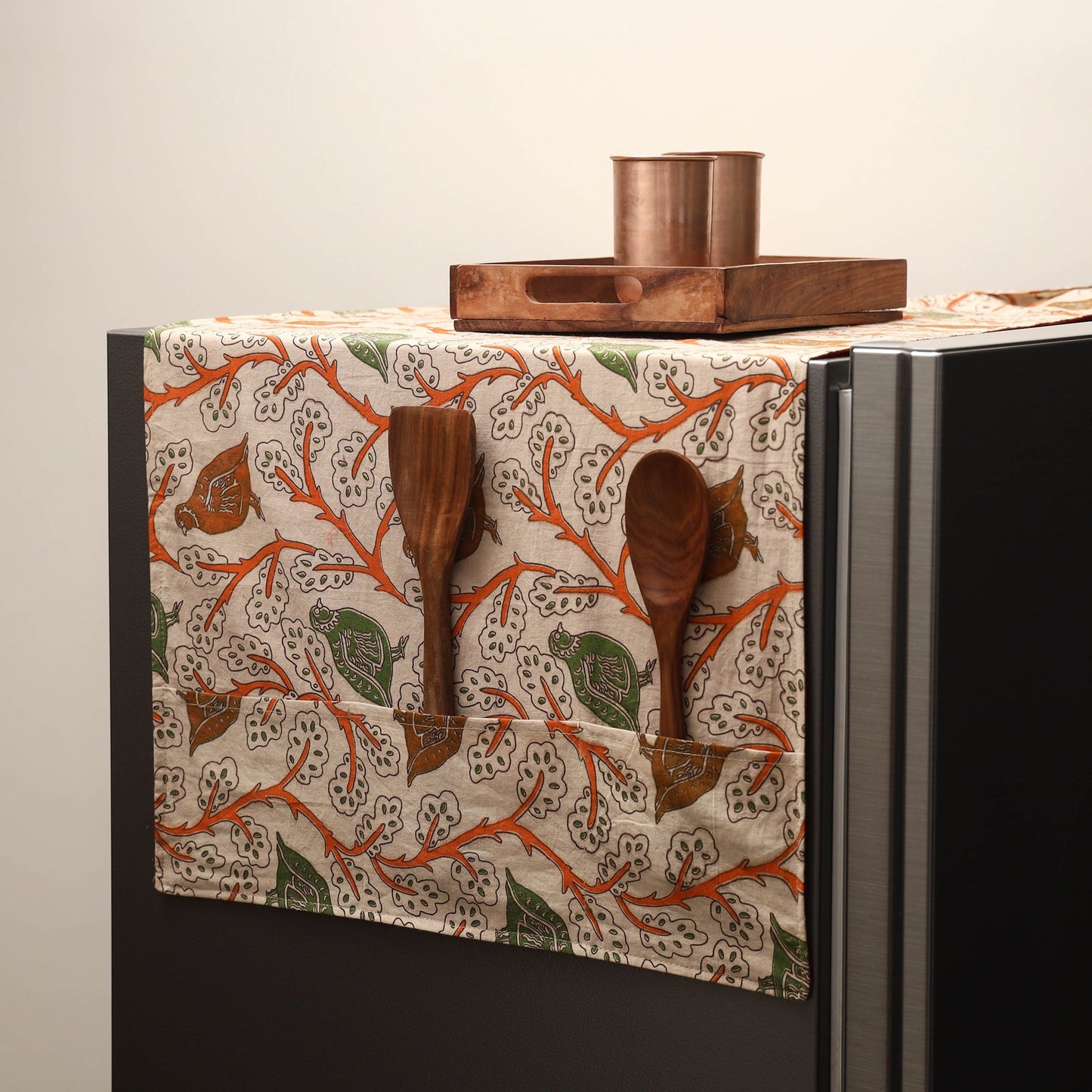 Handmade fridge top cover with multiple pockets 08