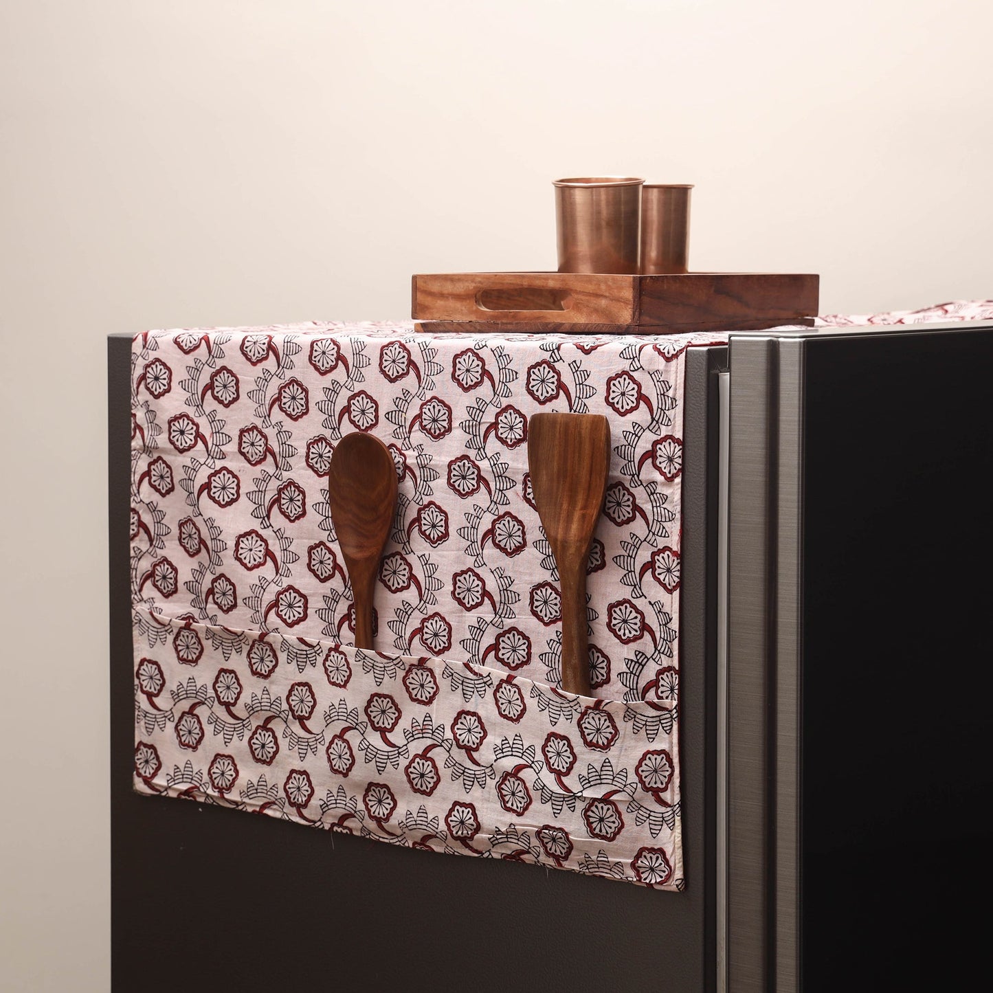 Handmade fridge top cover with multiple pockets 103